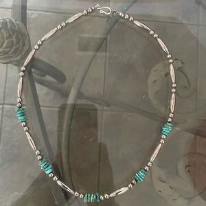 Sterling Silver and Turquoise Bead Necklace
